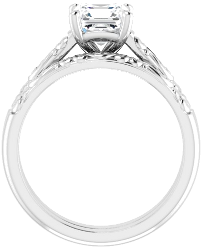 14K White 6 mm Asscher Solitaire Engagement Ring Mounting (7)