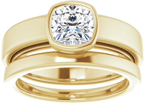 14K Yellow  6 mm Cushion Solitaire Engagement Ring Mounting (8)