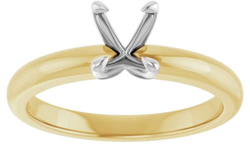 14K Yellow White 7x5 mm Oval Solitaire Engagement Ring Mounting (3)