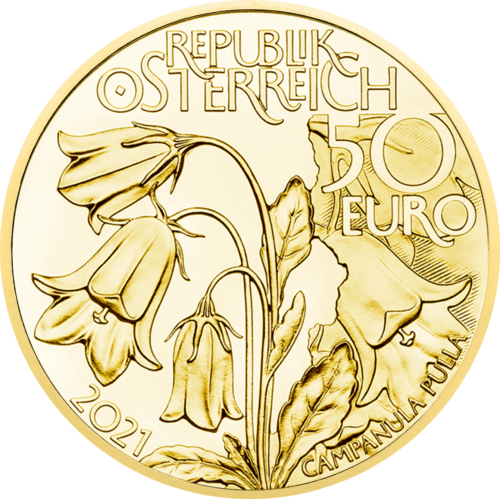 2021 Alpu Dārgumi (Alpu Meži) Austrija 50 eiro 1/4 oz zelta proof monēta (2)