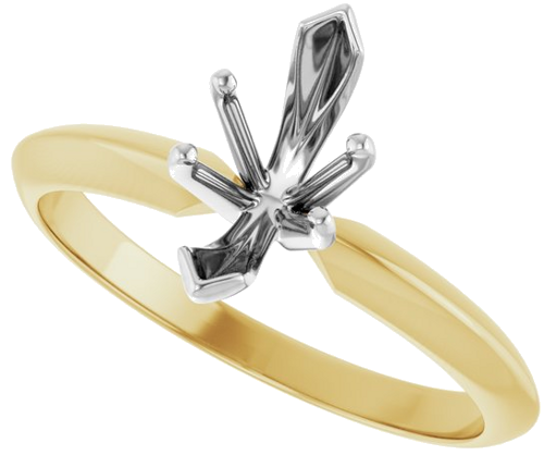 Sužadėtuvių Žiedas „V-End Light Solitaire“ 585 Baltojo Ir Geltonojo Aukso Marquise 9.4mm x 4.5mm (5)