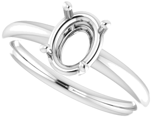 Sužadėtuvių Žiedas „Solitaire“ 585 Baltojo Aukso Oval 8mm x 6mm (5)