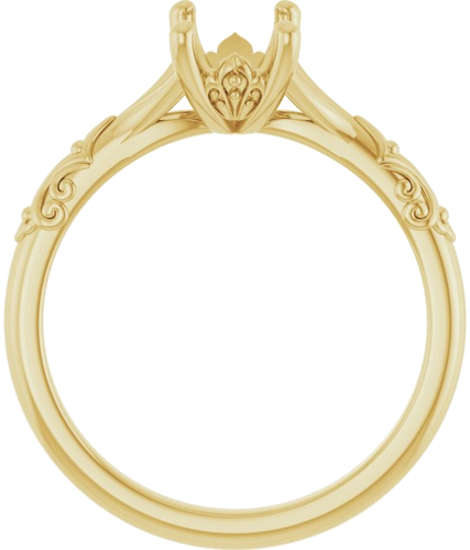 Sužadėtuvių Žiedas „Solitaire Split Shank“ 585 Geltonojo Aukso Emerald 7mm x 5mm (2)