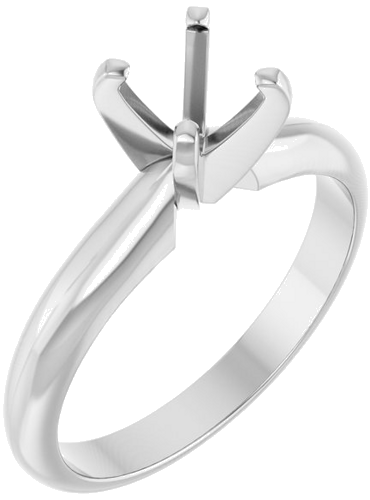 14K White 4.5x4.5 mm Square 4-Prong Light Solitaire Engagement Ring Mounting (1)