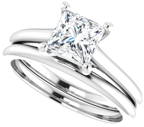 Continuum Sterling Silver  5.5 mm Square Solitaire Engagement Ring Mounting (10)