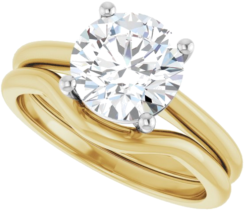 14K Yellow White 8.2 mm Round Solitaire Engagement Ring Mounting (10)