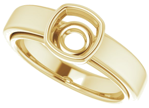 14K Yellow  6 mm Cushion Solitaire Engagement Ring Mounting (5)