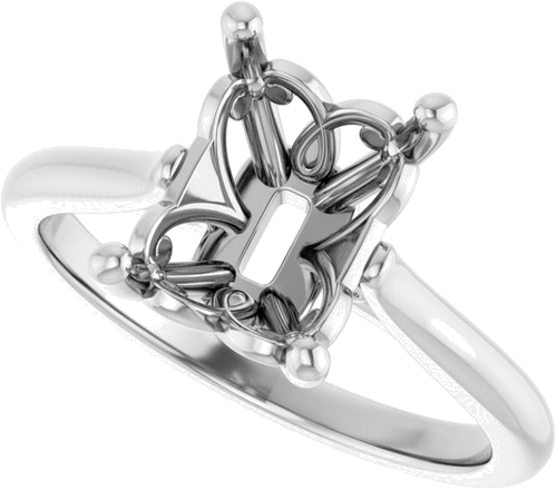 Sužadėtuvių Žiedas „Solitaire“ 585 Baltojo Aukso Emerald 9mm x 7mm (5)