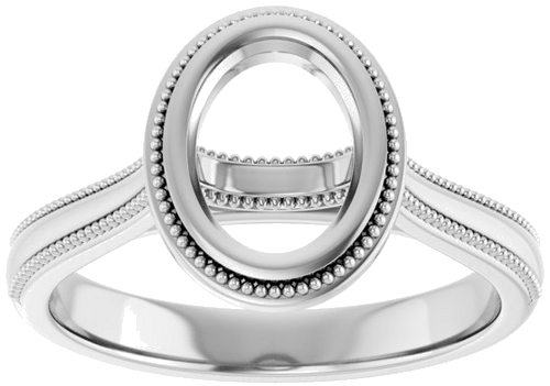 14K White 8 x 6 mm Oval Engagement Ring Mounting (3)