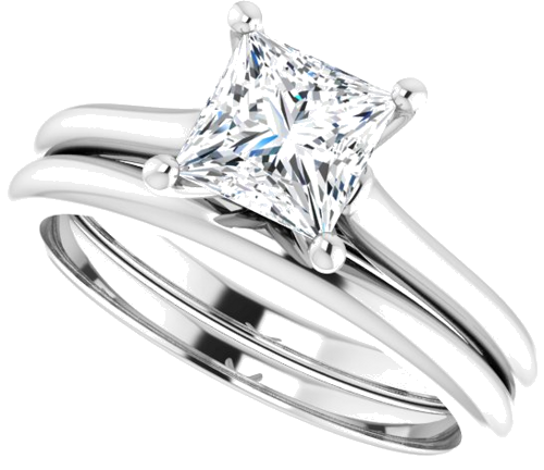 14K X1 White 5.5 mm Square Solitaire Engagement Ring Mounting (10)