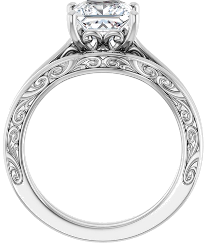 Sužadėtuvių Žiedas „Solitaire“ 14k white gold Square 6.5mm (7)