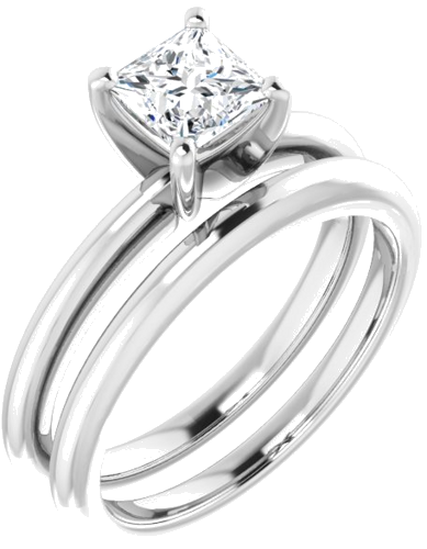 Sužadėtuvių Žiedas „Solitaire“ 585 Baltojo Aukso Square 5mm (6)