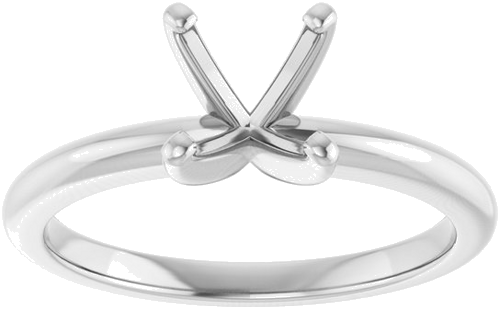 14K White  7 mm Round Solitaire Engagement Ring Mounting (3)