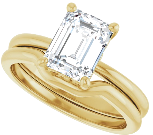 14K Yellow 8x6 mm Emerald Solitaire Engagement Ring Mounting (10)