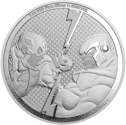 1 oz Капитан Америка против Таноса 2025 Ниуэ серебряная монета (1)
