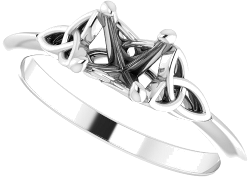 Sužadėtuvių Žiedas „Celtic-Inspired Solitaire“ 585 Baltojo Aukso Round 5.8mm (5)