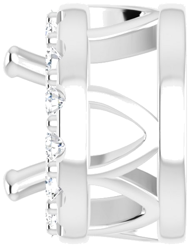 14K White 4.4 mm Round .07 CTW Natural Diamond Semi-Set Pendant (3)