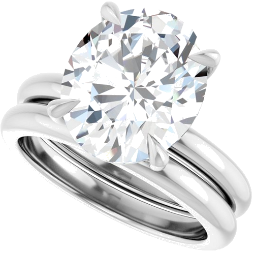 14K White 12x10 mm Oval Solitaire Engagement Ring Mounting (5)