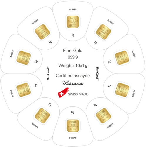 10 x 1 g Multidisc (Goldseed) Investment Gold Bars Argor-Heraeus (2)