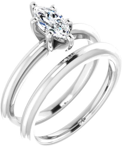 14K White  8x4 mm Marquise Solitaire Engagement Ring Mounting (6)