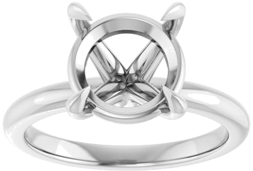 14K White 10 mm Round Solitaire Engagement Ring Mounting (1)