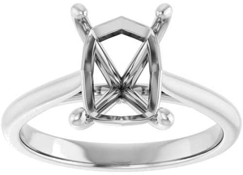 14K White 9x7 mm Emerald Solitaire Engagement Ring Mounting (3)