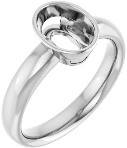 14K White 8x6 mm Oval Engagement Ring Mounting (1)