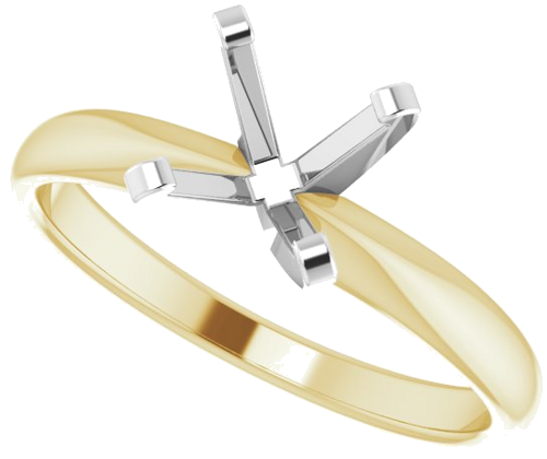 14K Yellow White 6.6-7.2 mm Round Solitaire Engagement Ring Mounting (5)
