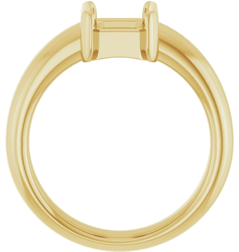 14K Yellow 8 x 6 mm Emerald Half Bezel Solitaire Engagement Ring Mounting (2)