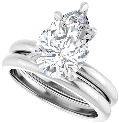 Sužadėtuvių Žiedas 585 Baltojo Aukso Pear Shape 12mm x 8mm (10)