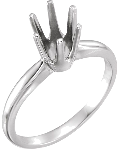 14K White 6-Prong Heavy Shank Engagement Ring Mounting (1)