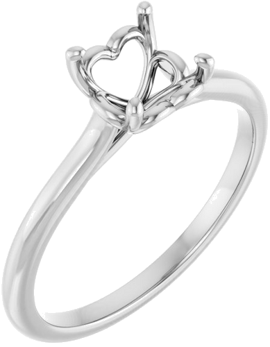 14K White  6.5 mm Round Solitaire Engagement Ring Mounting (1)