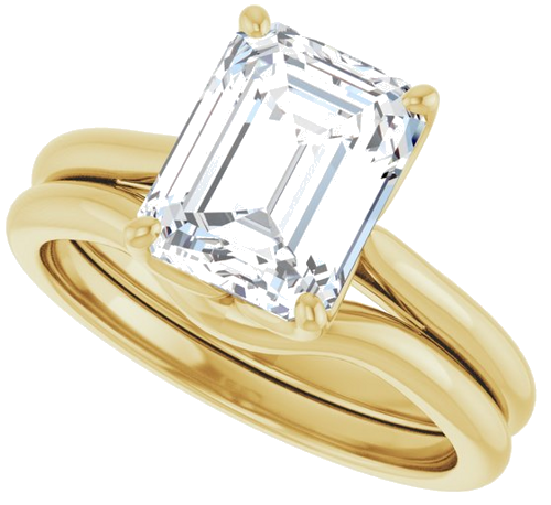 Sužadėtuvių Žiedas „Solitaire“ 585 Geltonojo Aukso Emerald 9mm x 7mm (10)