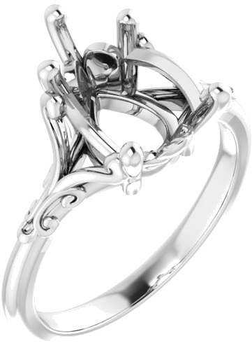 14K White 12x8 mm Pear Solitaire Engagement Ring Mounting (1)