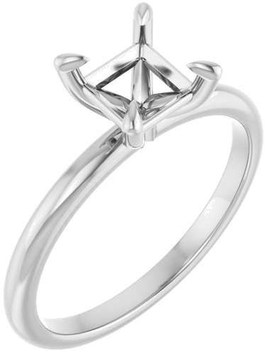 Platinum  5.5x5.5 mm Square Solitaire Engagement Ring Mounting (1)