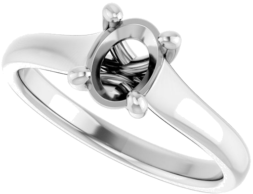 Sužadėtuvių Žiedas „Solitaire“ 585 Baltojo Aukso Oval 7mm x 5mm (5)