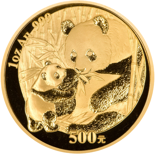 1 oz Panda 2005 Ķīna 500 juaņu zelta monēta (1)