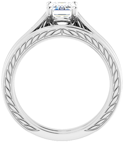 Sužadėtuvių Žiedas „Scroll Solitaire“ 585 Baltojo Aukso Emerald 7mm x 5mm (7)