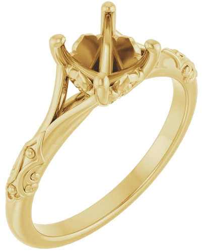 14K Yellow 6.5 mm Round Solitaire Engagement Ring Mounting (1)