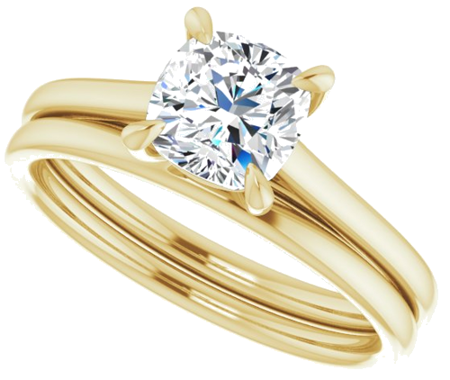 14K Yellow  6 mm Cushion Solitaire Engagement Ring Mounting (10)