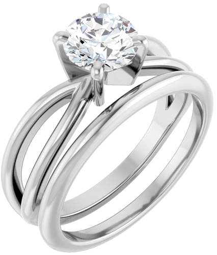 14K White 6.5 mm Round Split Shank Engagement Ring Mounting (6)