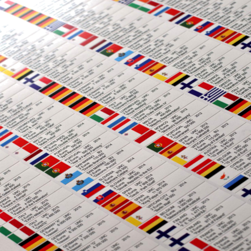 Flags - stickers for all commemorative 2 euro coins in holders 2004 - 2024 (9)