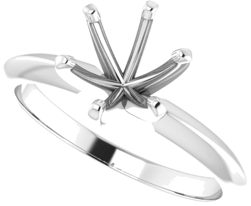 Platinum 6.6-7.2 mm Round 6-Prong Solitaire Ring Mounting (5)