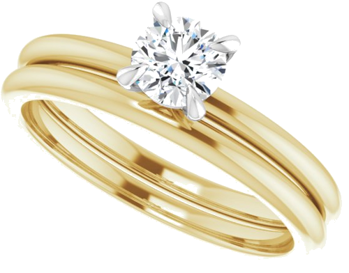 Sužadėtuvių Žiedas „Solitaire“ 585 Baltojo Ir Geltonojo Aukso Round 4.8mm (10)