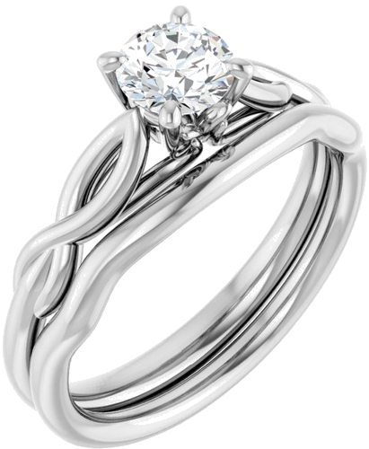 Sužadėtuvių Žiedas „Solitaire“ 585 Baltojo Aukso Round 5.2mm (6)