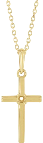 Pakabukas „Cross“ 585 Geltonojo Aukso Round 2mm (1)