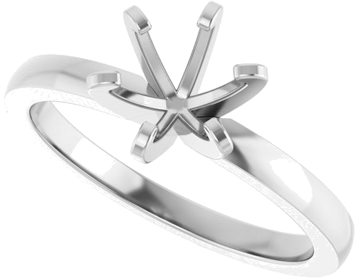 14K White 6-6.6 mm Round Solitaire Engagement Ring Mounting (5)