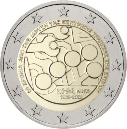 2023 Кипр Юбилей Центрального Банка монета 2 евро (1)