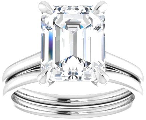 14K White  10x8 mm Emerald Solitaire Engagement Ring Mounting (8)