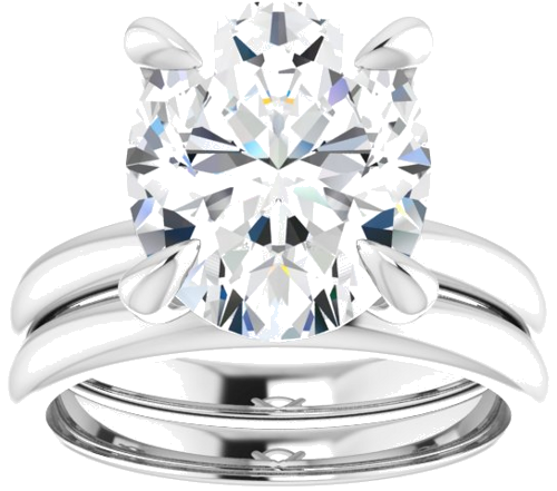 14K White  12x10 mm Oval Solitaire Engagement Ring Mounting (8)